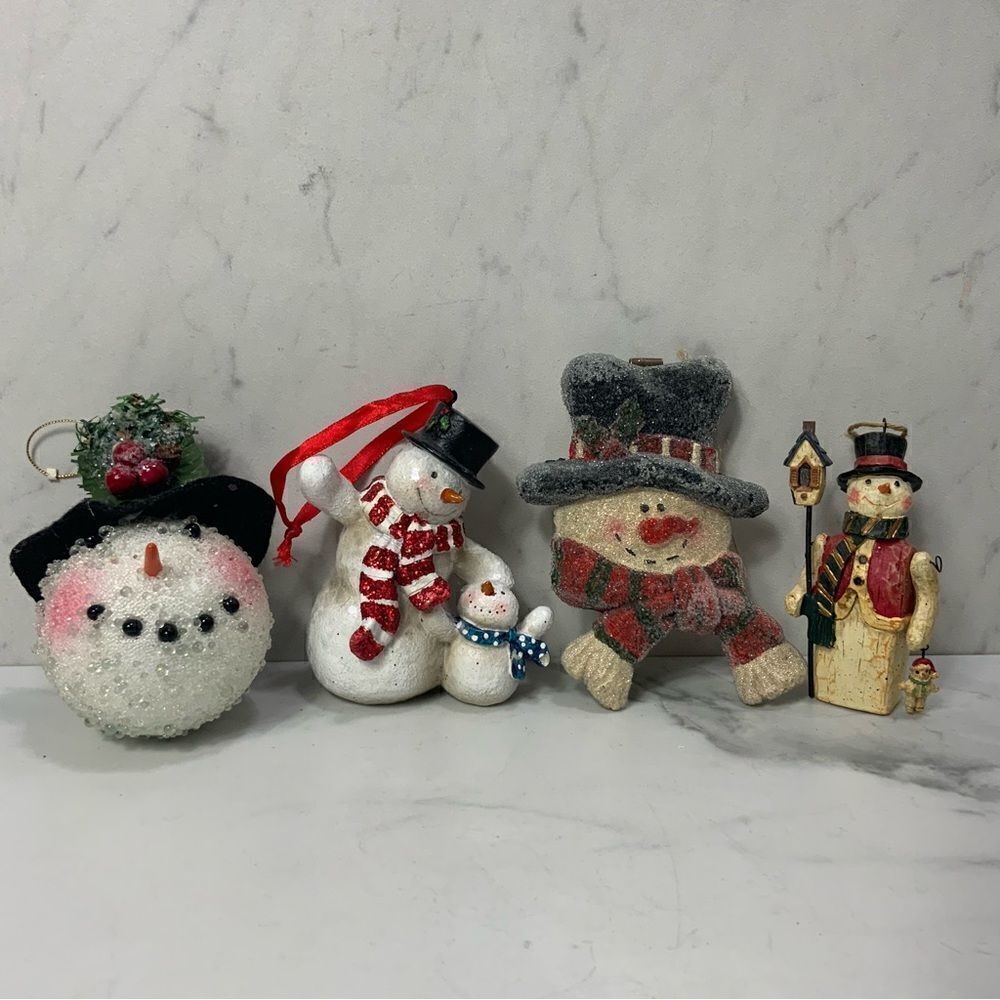 Lot of 4 Snowman Christmas Tree Ornaments